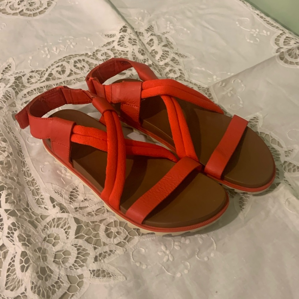 Red Sorel sandals